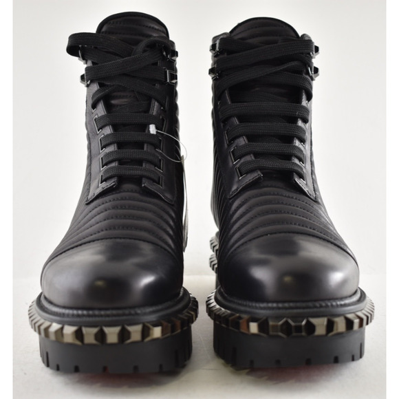 Christian Louboutin Yetota Flat Calf Leather Black Spike Combat Ankle Boot 36.5 - Picture 5 of 11